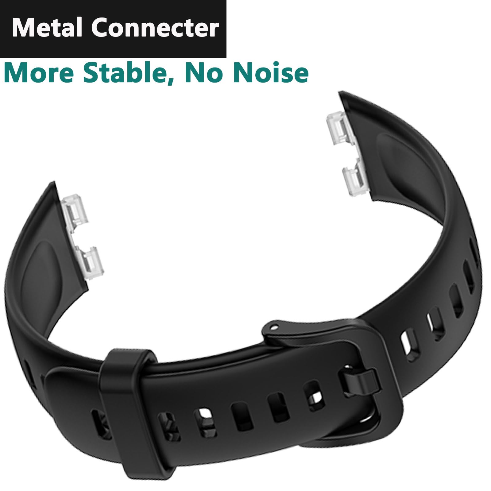 SUGARJAR Silicone Strap For Huawei Band 8/9/10,Soft Sports Replacement Straps for Women and Men, Black, 215 millimeters - Image 3