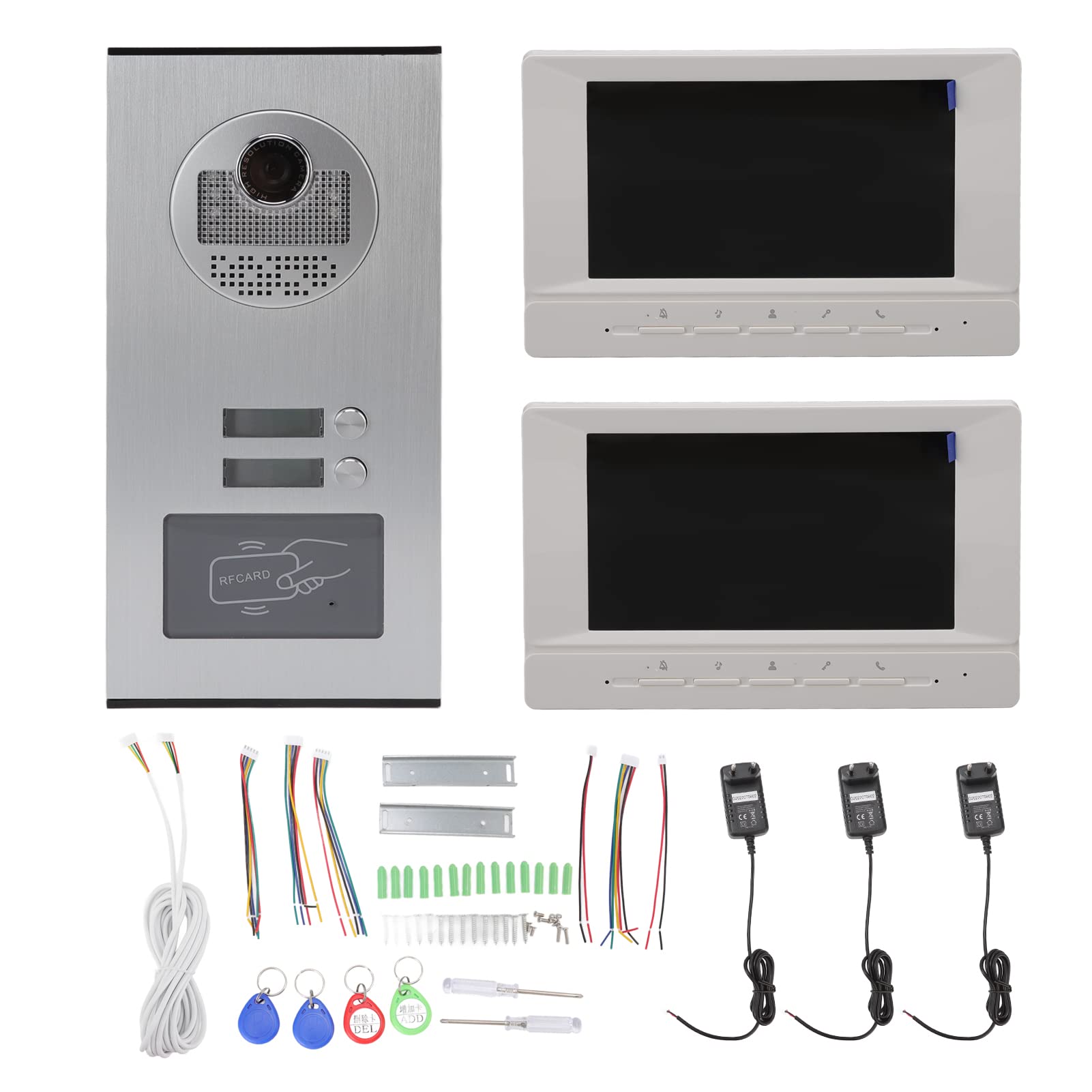Videocamera Smart per Campanello, Campanello Spioncino a Scorrimento Carta d'identità 960P con 2 Schermi per Sicurezza Domestica, Appartamenti, Ville, Hotel, Uffici (Spina europea)