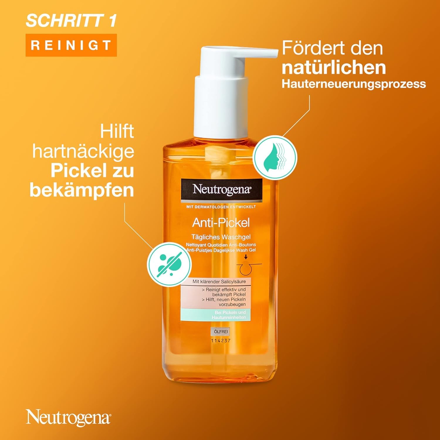 Neutrogena Anti-Pimple Skincare Set including Daily Wash Gel (200 ml) - Image 3
