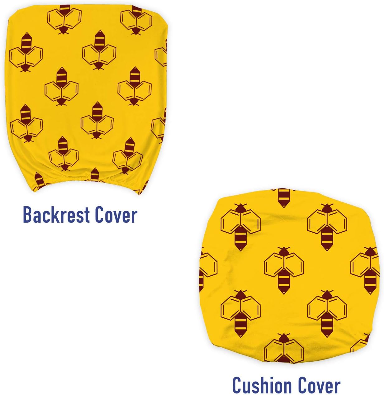 Ambesonne Queen Bee Office Chair Slipcover, Geometric Honey Lover with Wings Nature Theme Bumblebee Design, Decorative Stretch and Washable Fabric Cover, Standard Size, Yellow Seal