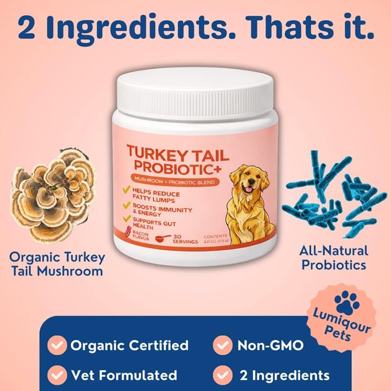 Complement Alimentaire Chien, Probiotique Chien avec Champignons Médicinaux à Queue de Dinde, Soutien Complet pour la Santé Digestive, Renforcez Votre Immunité et Votre Vitalité (x1)