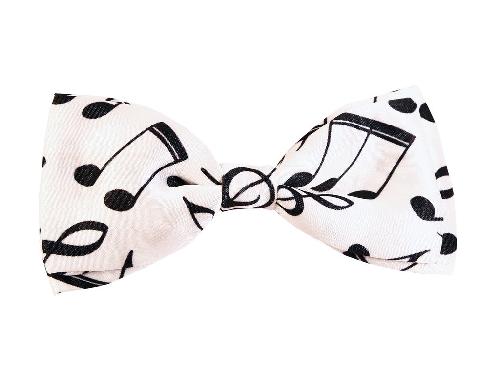 BLACKSMITH Musical Notes White Design Bow Tie for Men Bowtie