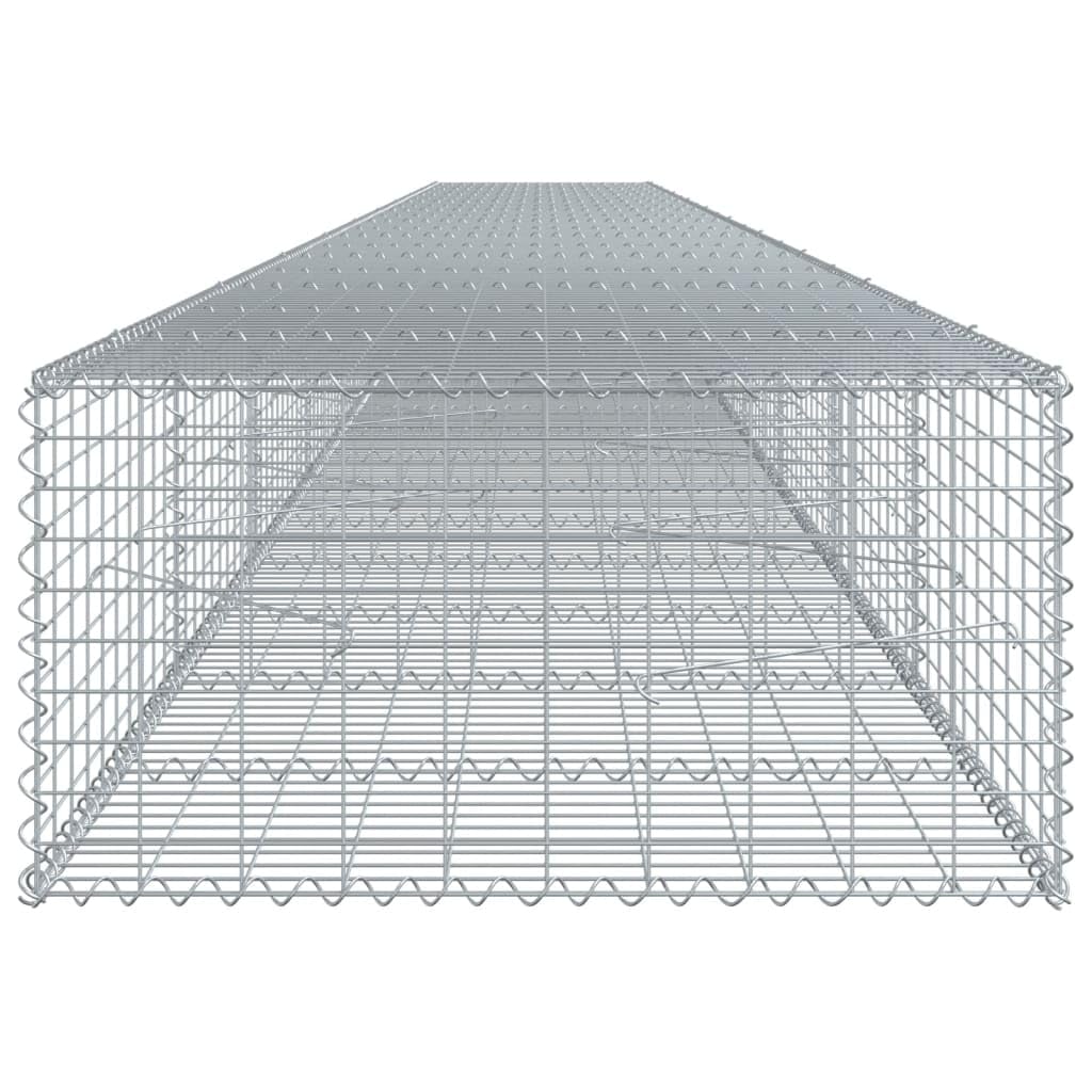 Gavión con tapa, 1000 x 100 x 50 cm, cesta de piedra | Cesta de alambre galvanizado resistente para jardín, ideal como protección visual o borde de parterres sin piedras.