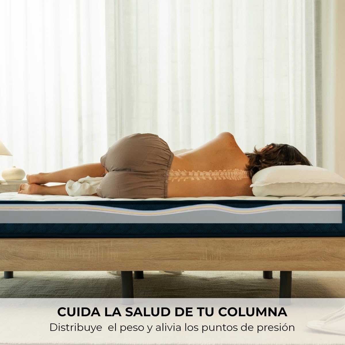 Don Descanso - Colchón 90x190 Viscoelástico Mulhacen DualSense, Altura 15cm. Multicapa con Núcleo GravityFoam, Firmeza Alta, Doble Cara Invierno/Verano, Transpirable. Fabricado en España, Azul — view 6