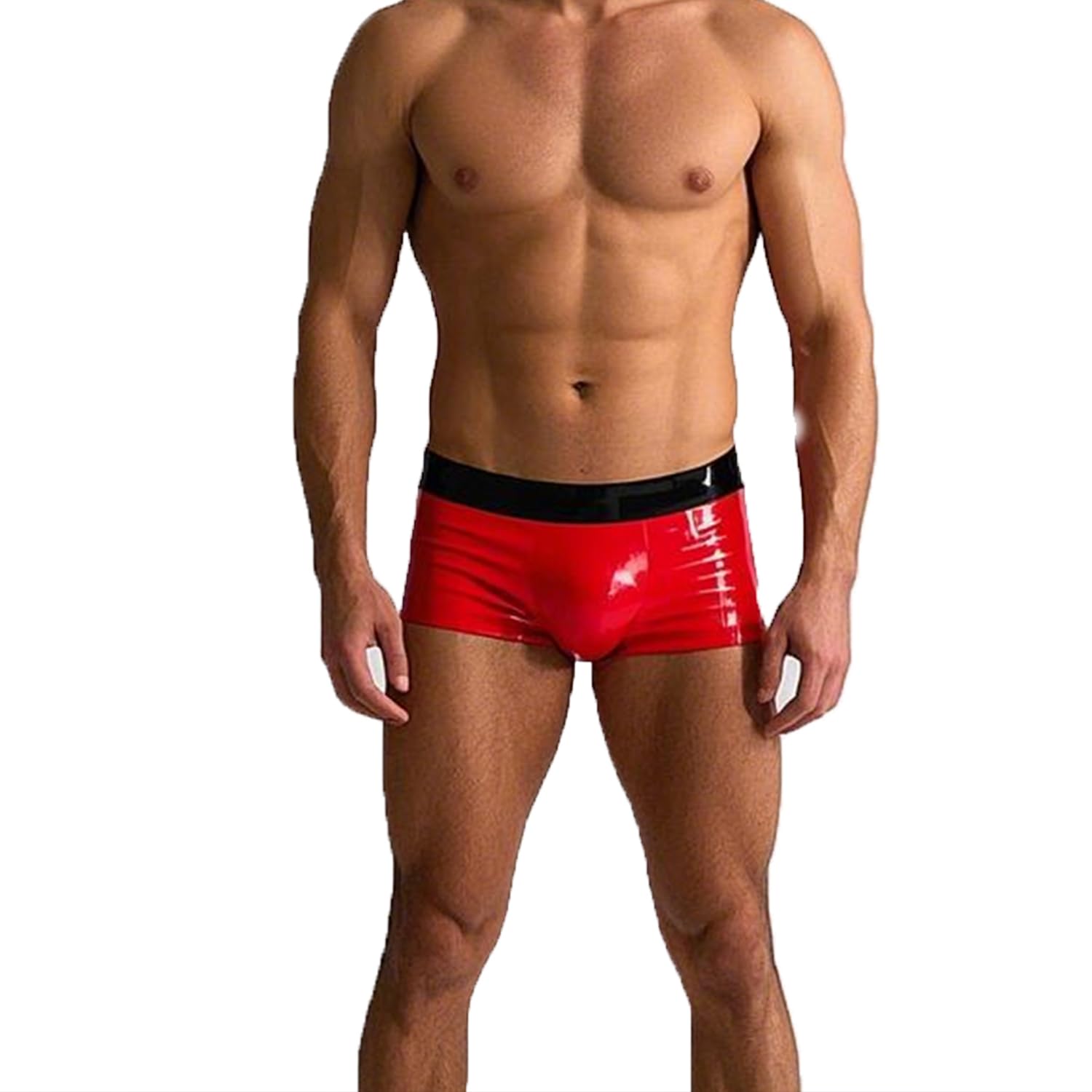 ABWL Fashion Latex Rubber Boxer Shorts for Men,Red Natural Rubber Underwear,Men's Rubber Panties Cosplay Costume Clubwear