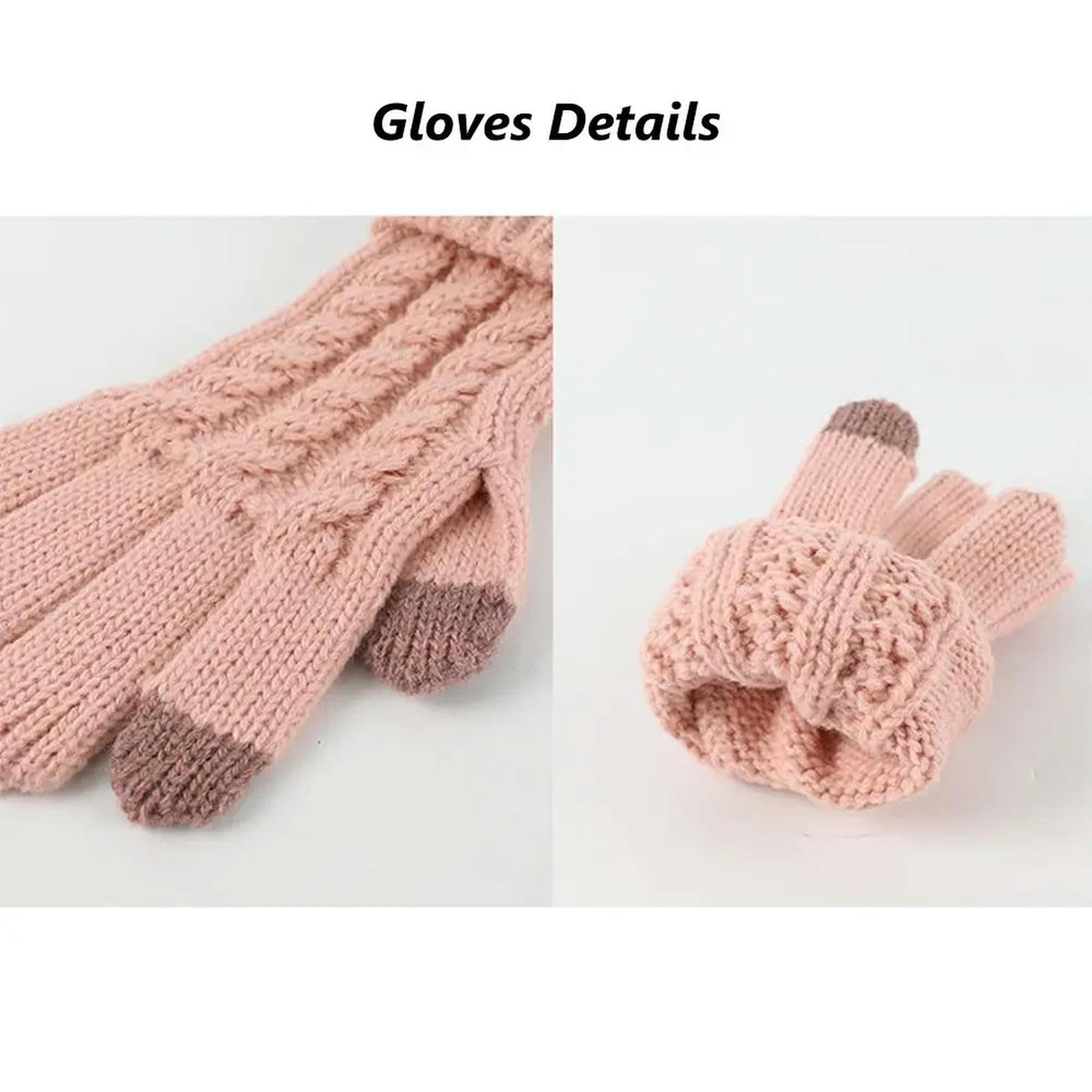 Mütze, Schal & Handschuh-Sets Für Damen Lässiges Strick-wintermütze-Set Für Kinder, Handschuhe, Schal, Warmer Nackenwärmer, Beanie-mützen Mit Bommel Für Kaltes Wetter-b-eine Größe