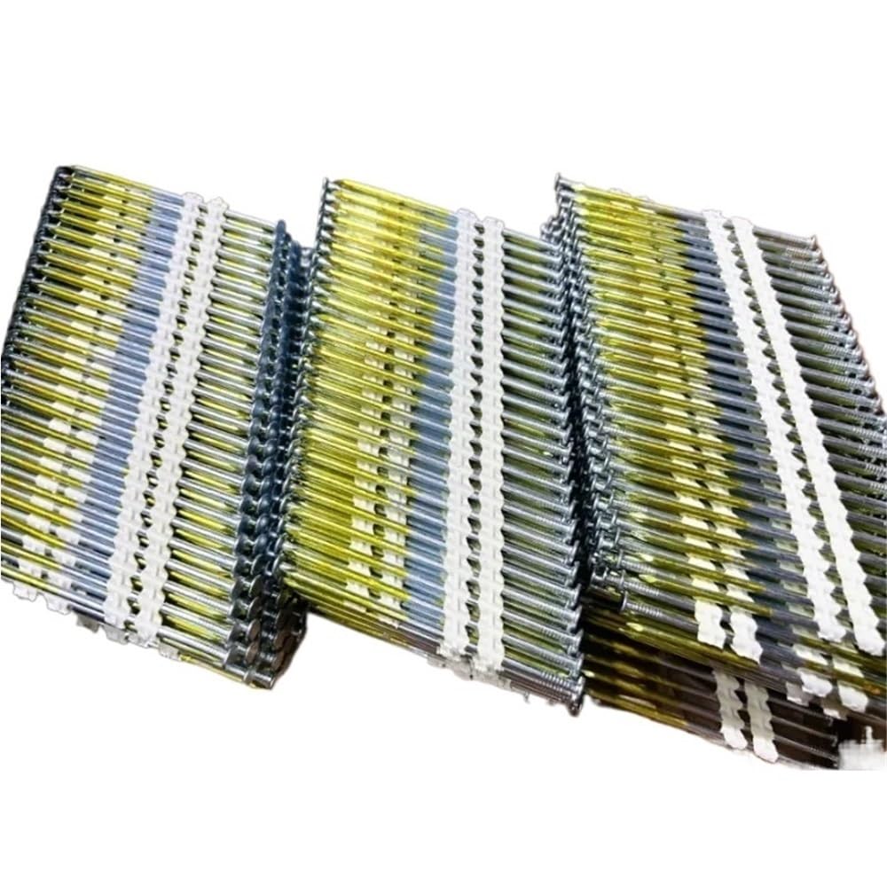 Clavos de tira de plástico de cabeza redonda de 21 grados, galvanizados y pulidos, for estructuras de madera.(75mm)