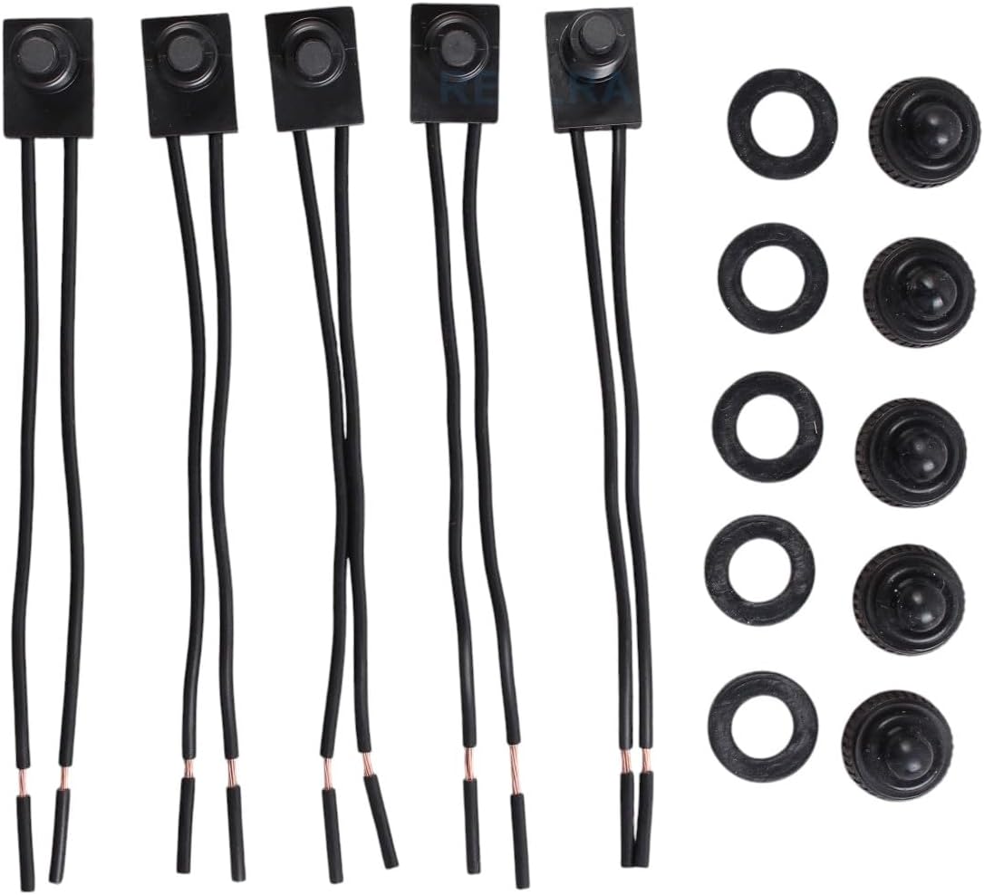 Replacement Auto Parts For 5pcs 12V 4" Wire Leads Waterproof On-Off Push-Button Switch for Motorcycle CarMod-R36R-7684