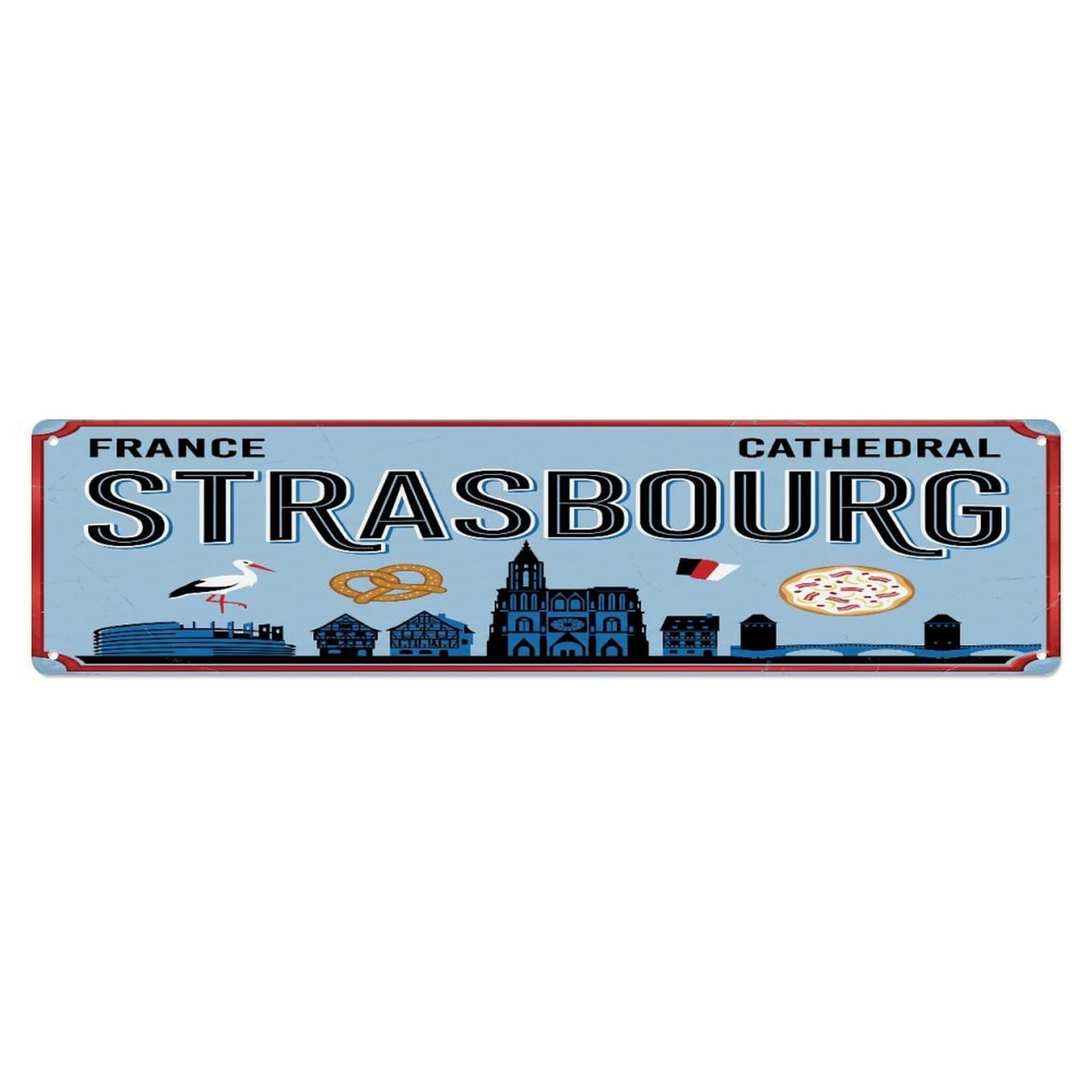 Tgrcjimh Style Metal Tin Sign Vintage Travel Strasbourg Cathedral Petite