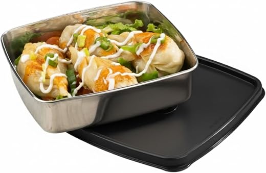 Signoraware Smart 'N' Slim Stainless Steel Container | Airtight &amp; Leakproof | Maintain Crispness | Keeps food fresh | Grea...