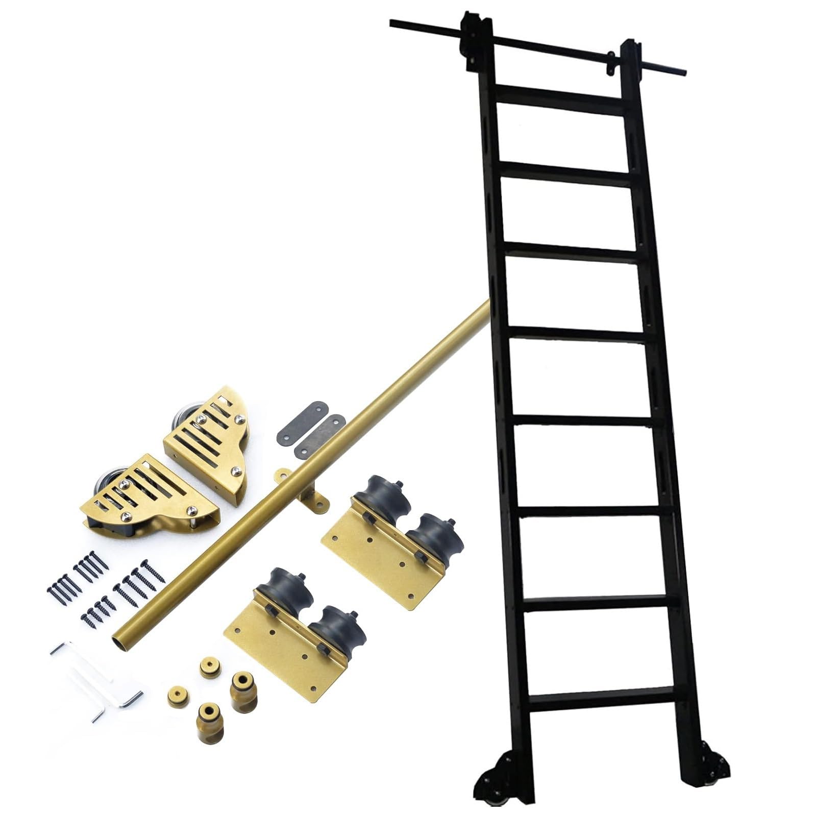 Kit de escaleras móviles metálicas para biblioteca y estudios de arquitectura