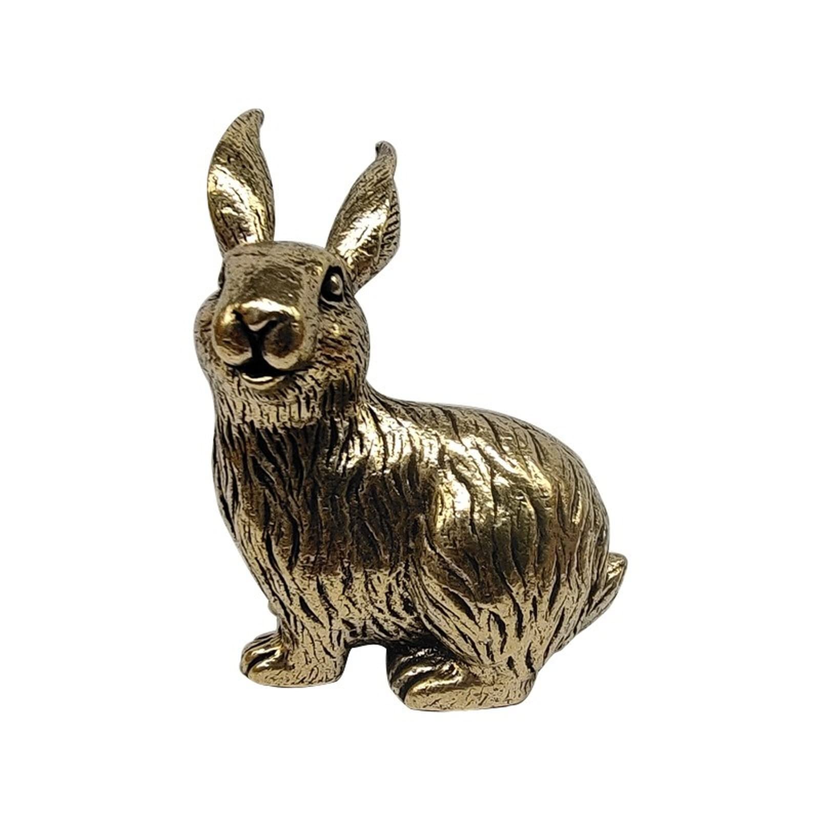 NGDFGR Handmade Brass Rabbit Figurine, Bronze Feng Shui Zodiac Rabbit Statue Cattle Sculpture Study Entrance Decor Craft Collection Ornament