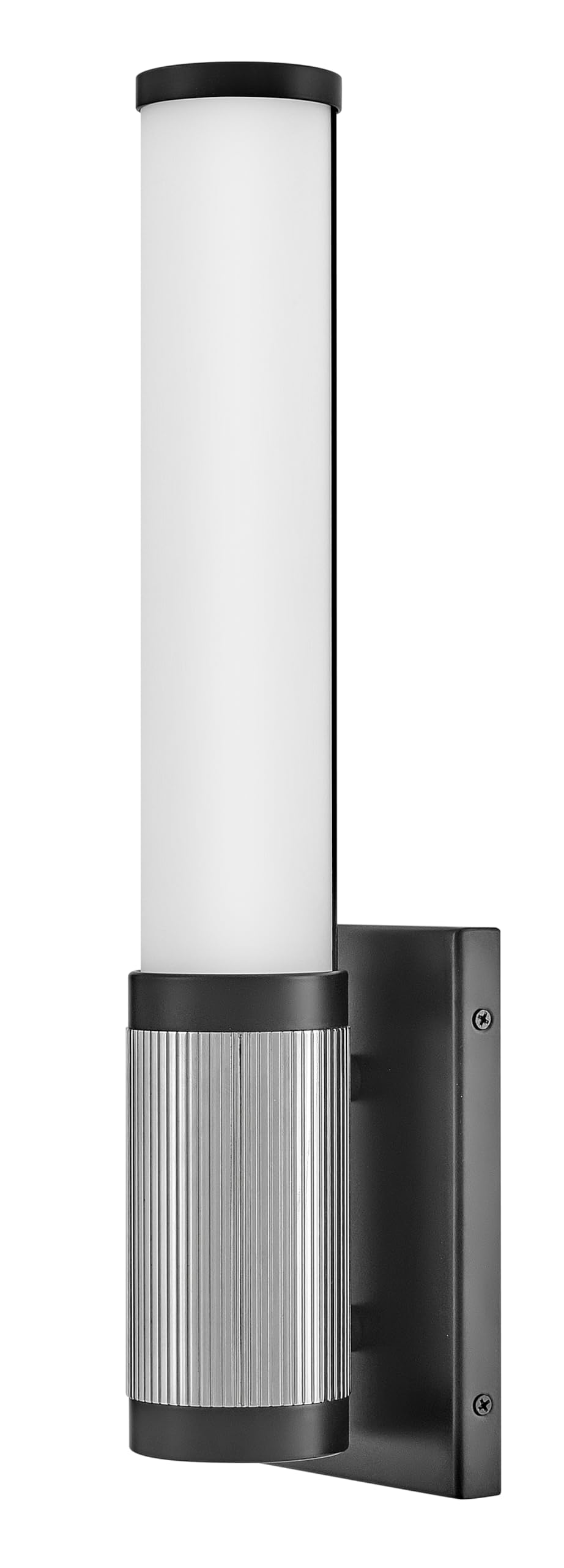 Hinkley 50060BK-CM Zevi Small LED Bath Vanity Light Fixture - Etched Opal Bath Bar, Modern Two-Toned Cuff, Mounts Up or Down - in Black + Chrome