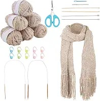 WEBEEDY Kits de tricô para iniciantes e adultos, kit de tricô de cachecol com fio, agulhas de tricô, instruções fáceis de seguir, kits de fios fáceis para iniciantes para mulheres e homens, acessórios