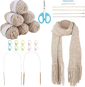 WEBEEDY Kits de tricô para iniciantes e adultos, kit de tricô de cachecol com fio, agulhas de tricô, instruções fáceis de seguir, kits de fios fáceis para iniciantes para mulheres e homens, acessórios
