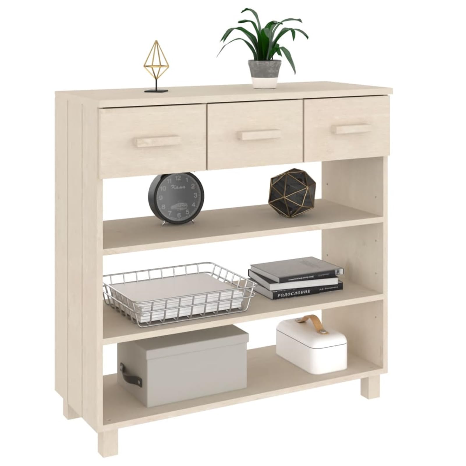 Homgoday Mesa Consola HAMAR Madera Maciza Pino marrón Miel 90x35x90 cm Mesas auxiliares de salón,Mesa Consola Recibidor Mueble de Entrada Estrecha Clásica
