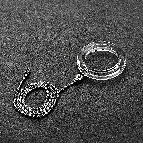 Image of uxcell Ceiling Fan Pull Chain, 20 Inch Nickel Finish Chain Ornament Extension, 50mm Clear Crystal Circle Pendant