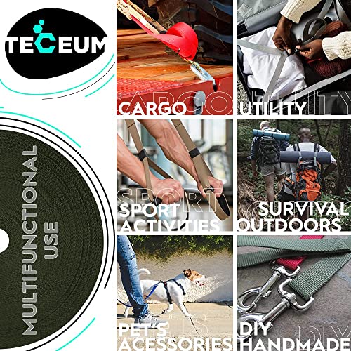 Image of TECEUM 3 /4 inch & 5 /8 inch & 1 inch & 1.5 inch & 2 inch Webbing - 10 25 50 Yards - 40+ Colors - Heavy Duty 1 Inch 1.5 Inch 2 Inch Backpack Straps - Webbing for Outdoors Indoors Crafting DIY