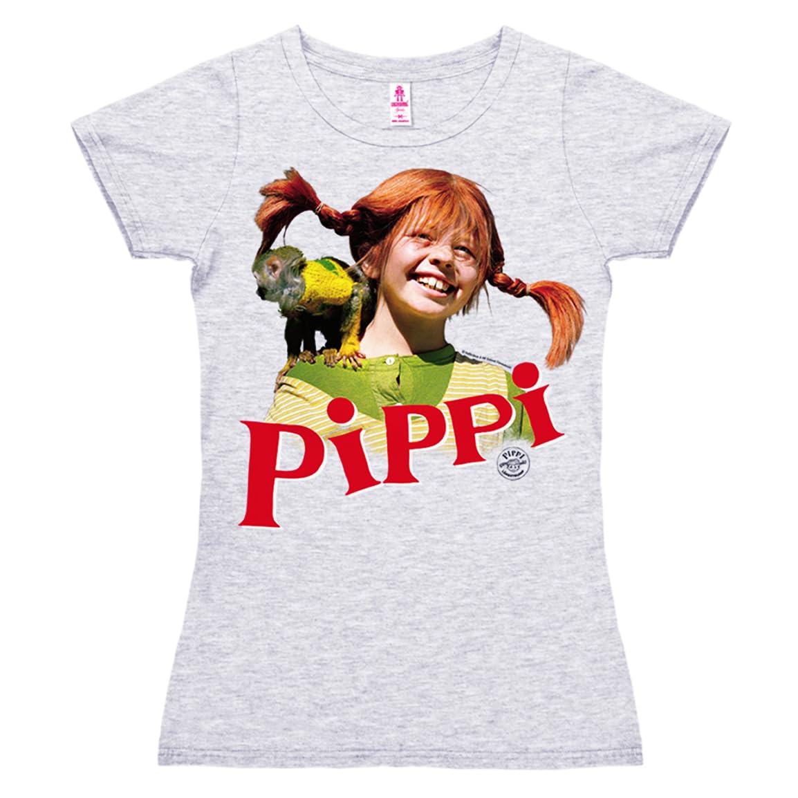 Logoshirt® Pippi Langstrumpf & Herr Nilsson T-Shirt Damen | Offiziell lizenzierter Pippi-Langstrumpf-Fanartikel, weiche Baumwolle, T-Shirt mit hochwertigem Frontprint