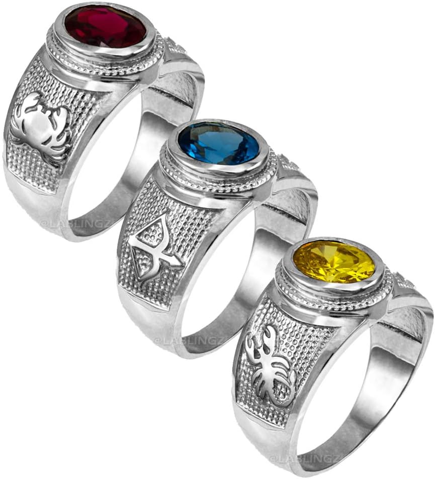 Zodiac Sign Birthstone CZ Ring in Sterling Silver