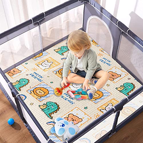 Image of Baby Playpen Mat 50" X 50" Baby Play Mat,[PLAYPEN NOT Included!!] Thicken One-Piece Crawling Mat,Non Slip Washable Baby Mats for Playing, Baby Playmat Floor Mat for Babies, Toddlers