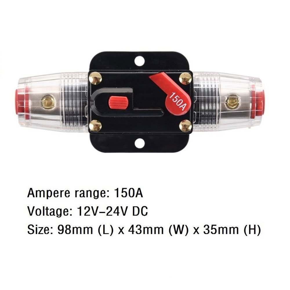 ZOOKOTO 150 Amp Circuit Breaker With Manual Reset Fuse Holder for