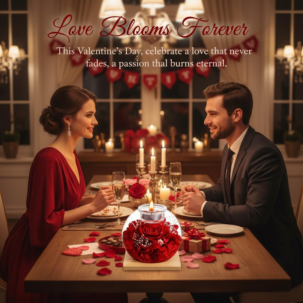 Birthday Gifts for Women,Eternal Preserved Real Rose with Scented Candle(Vinilla9Pcs+Rose9Pcs),Preserved Rose in Glass Dome, Christmas Valentine Mothers Day Gifts for Her Mom Girlfriend,Home Decor - Image 4