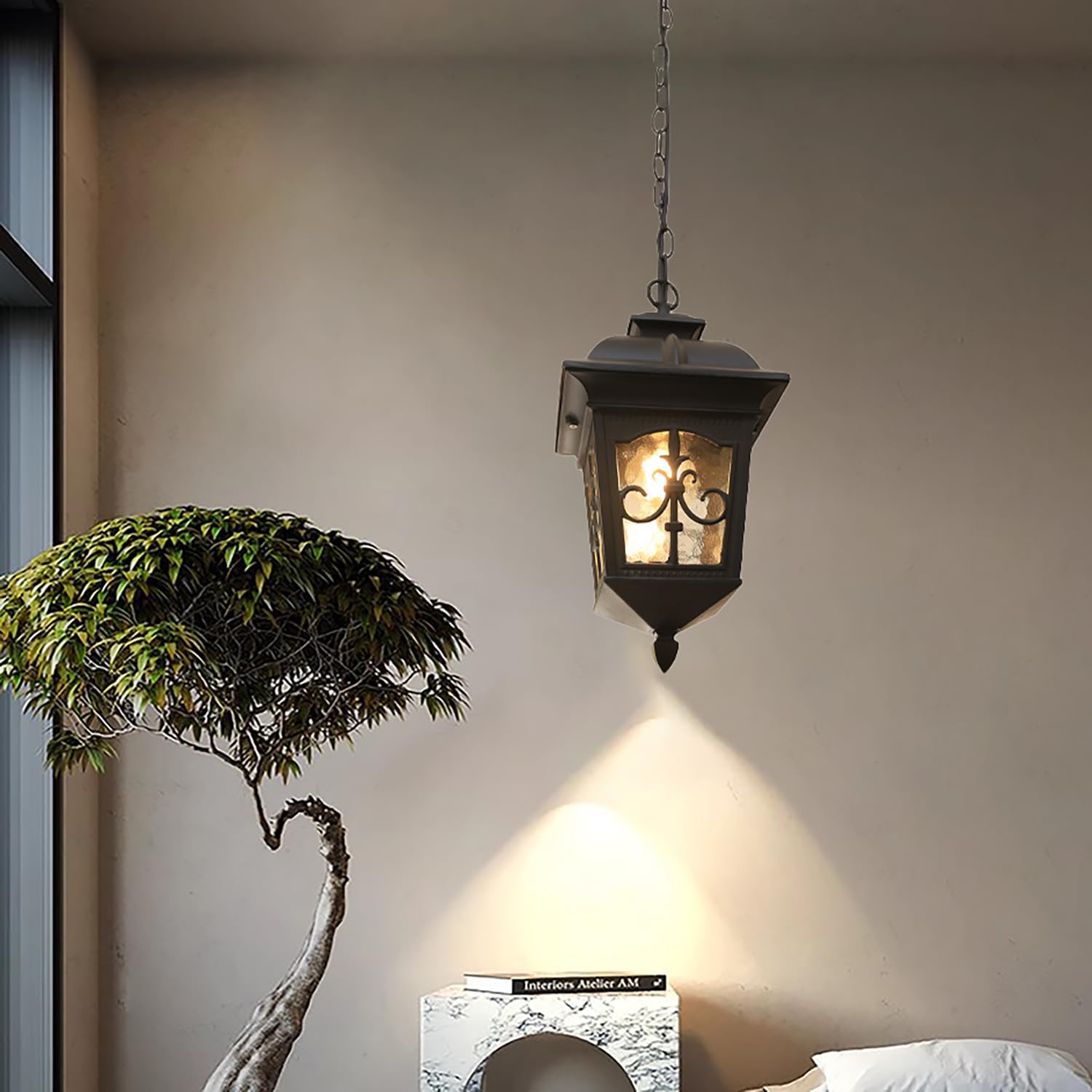 XINYASEE Lámpara colgante de exterior,Lámpara de Techo,Lámpara colgante de aluminio de un cabezal,Farol Colgante de Techo Exterior para Jardín Terraza Balcón,E27 (B)