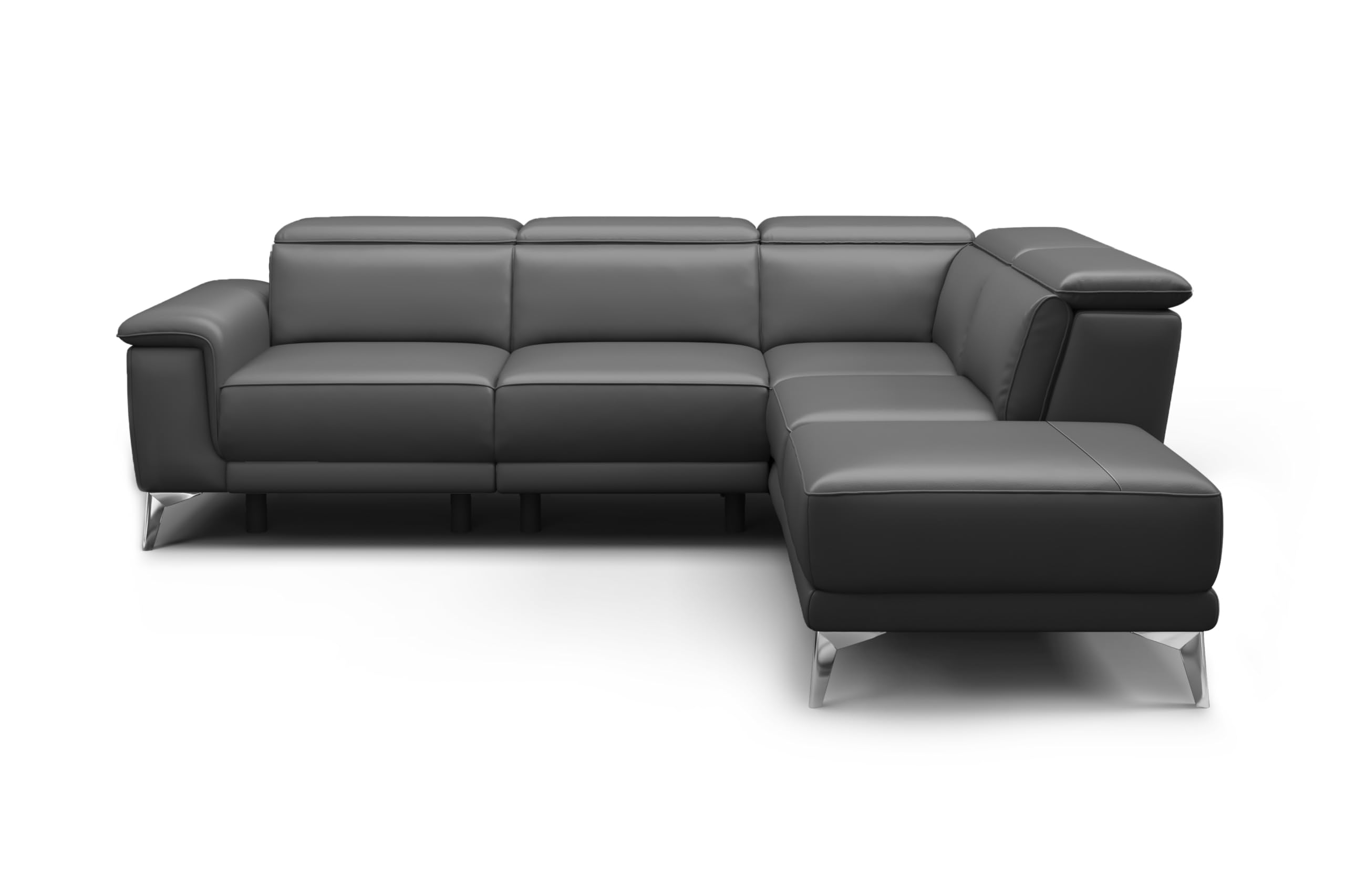 Valencia Pista Geniune Leather Reclining Sectional Sofa with Right Hand Chaise - Power Recliner Chair Nappa 11000 Leather