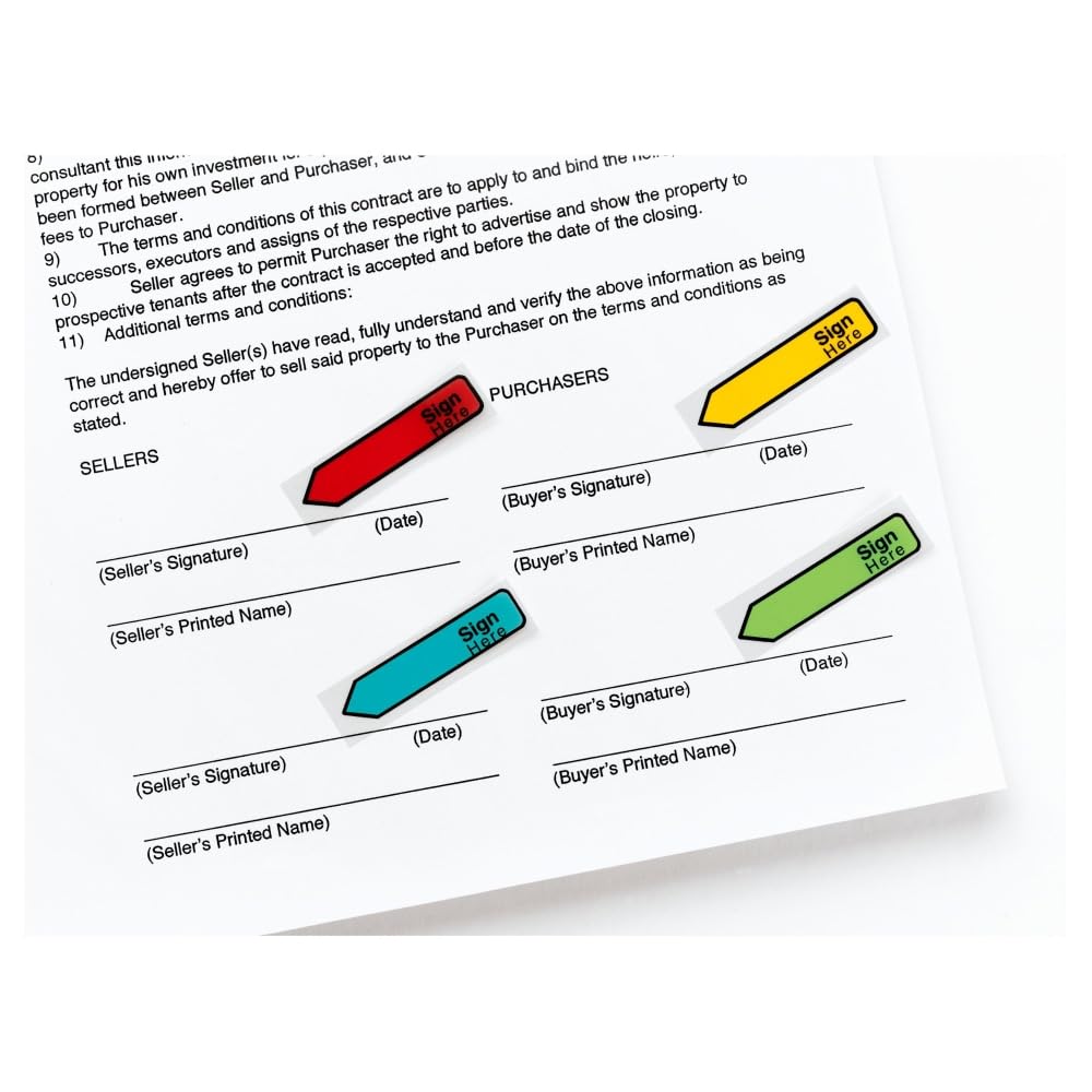 Post-it Nachrichtenflaggen, Aufschrift"Sign Here", Rot, 1,9 cm Breit, 20/Spender, 4 Spender/Packung, (684-RDSH), (VAR)