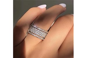 AZQ Sterling Silver 925 Brilliant Cubic Zirconia Multi-Row Eternity Band