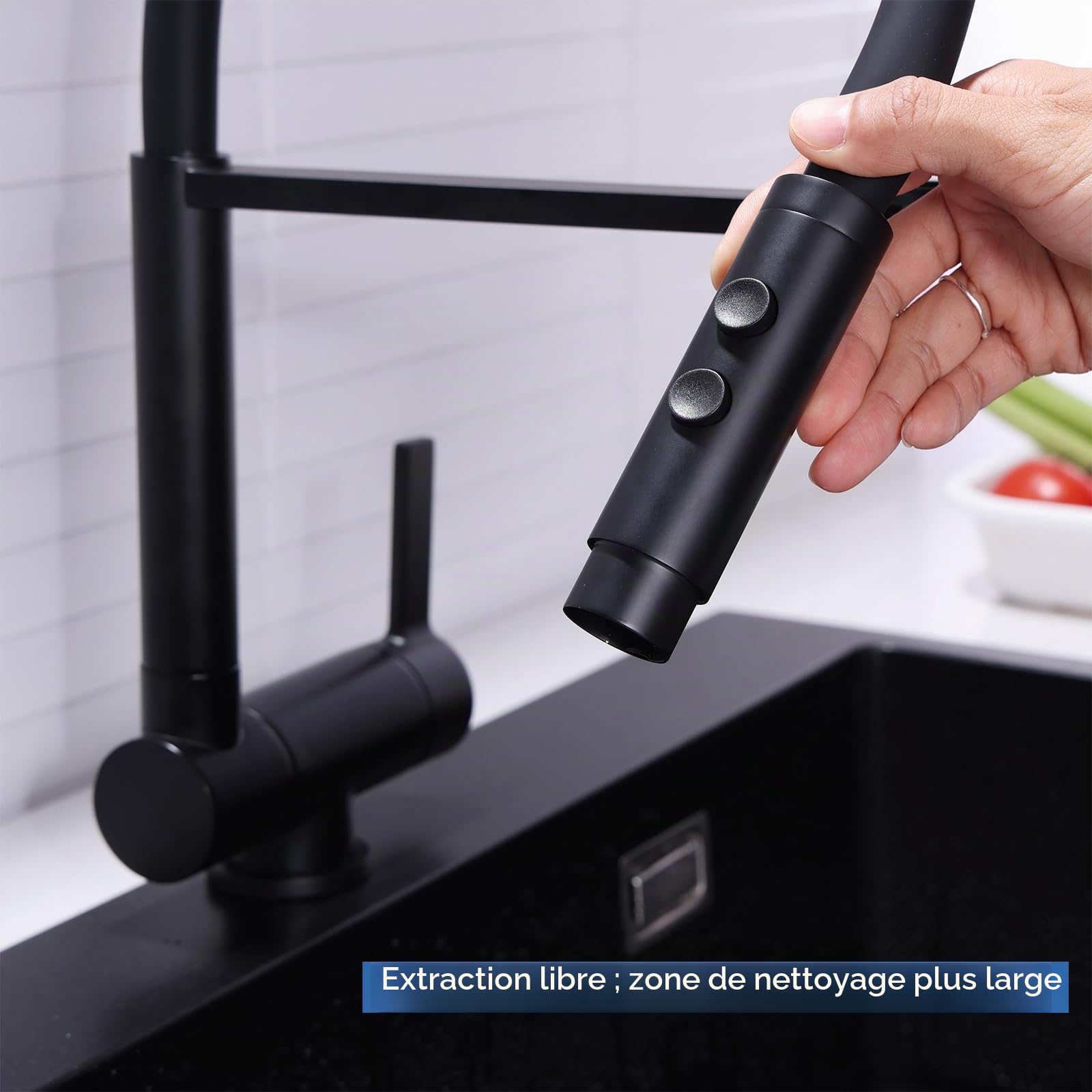 Robinet Cuisine Rabattable Or Brossé avec Douchette Mitigeur Cuisine Flexible Mitigeur Évier avec Bec Rabattable