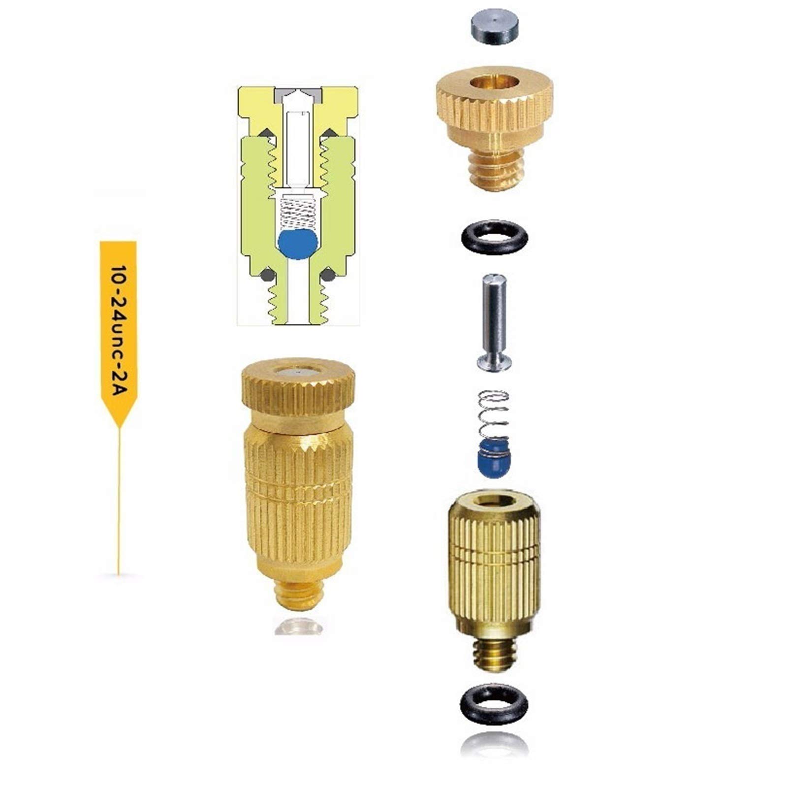 Kit de 30 boquillas de nebulización de alta presión para sistemas de refrigeración, boquillas de nebulización de latón con rosca de 3/16", nebulizador de agua para jardín, boquillas de niebla, cabez