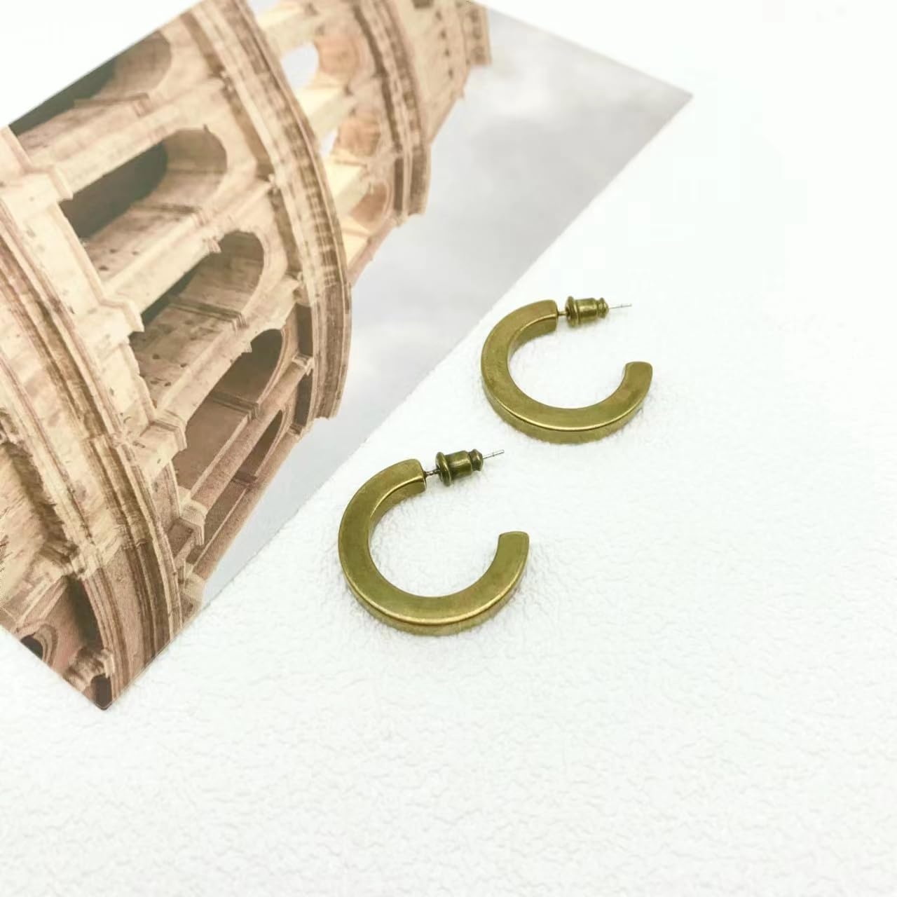 Vintage Copper Hoop Earrings Antique Ethnic Hoop Earrings for Women,Hypoallergenic Bronze Hoops for Women - Image 6