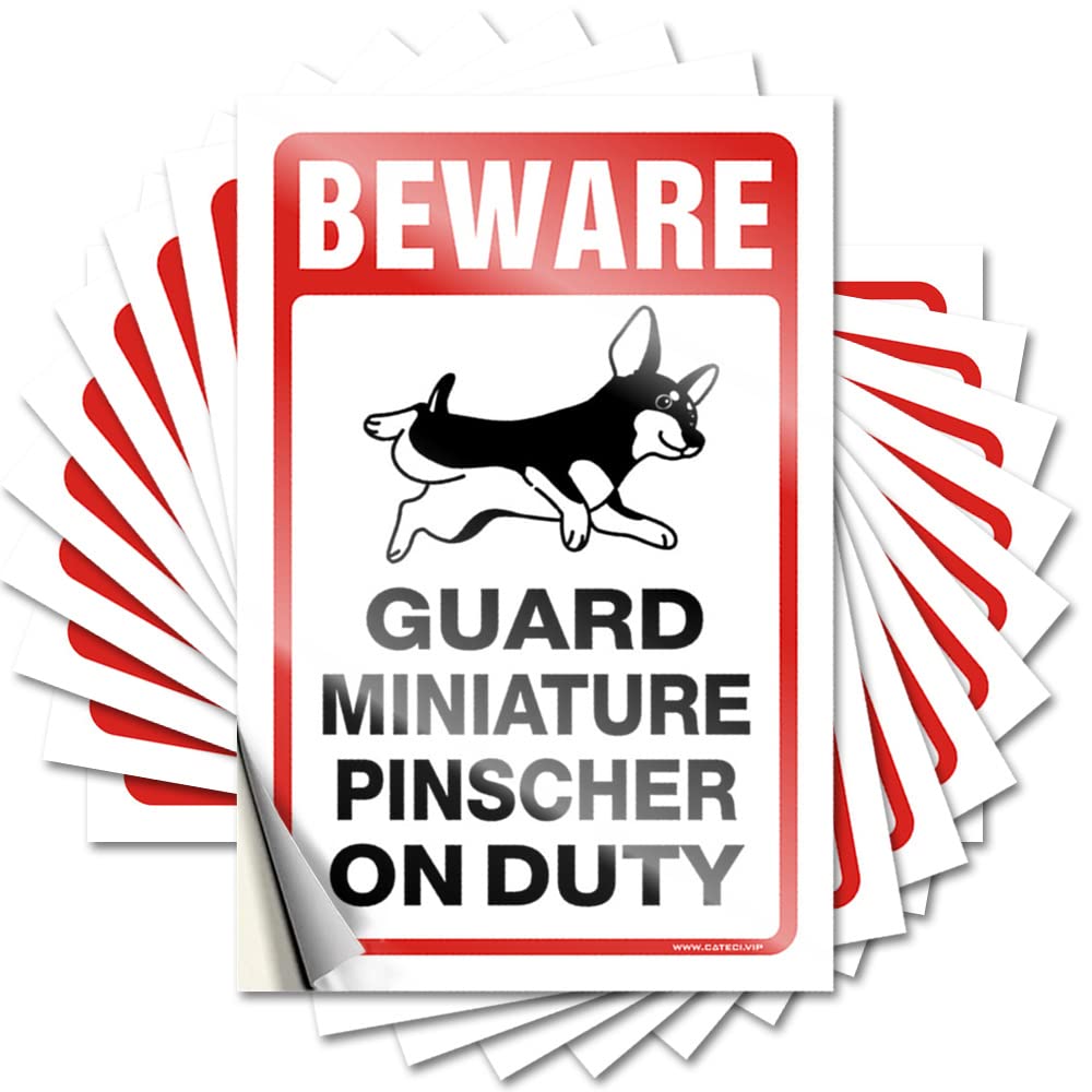 Stickers Books Home Decor Men Wall Beware! Guard Miniature Pinscher On Duty - No Residue Decals for Birthday(8X12CM)