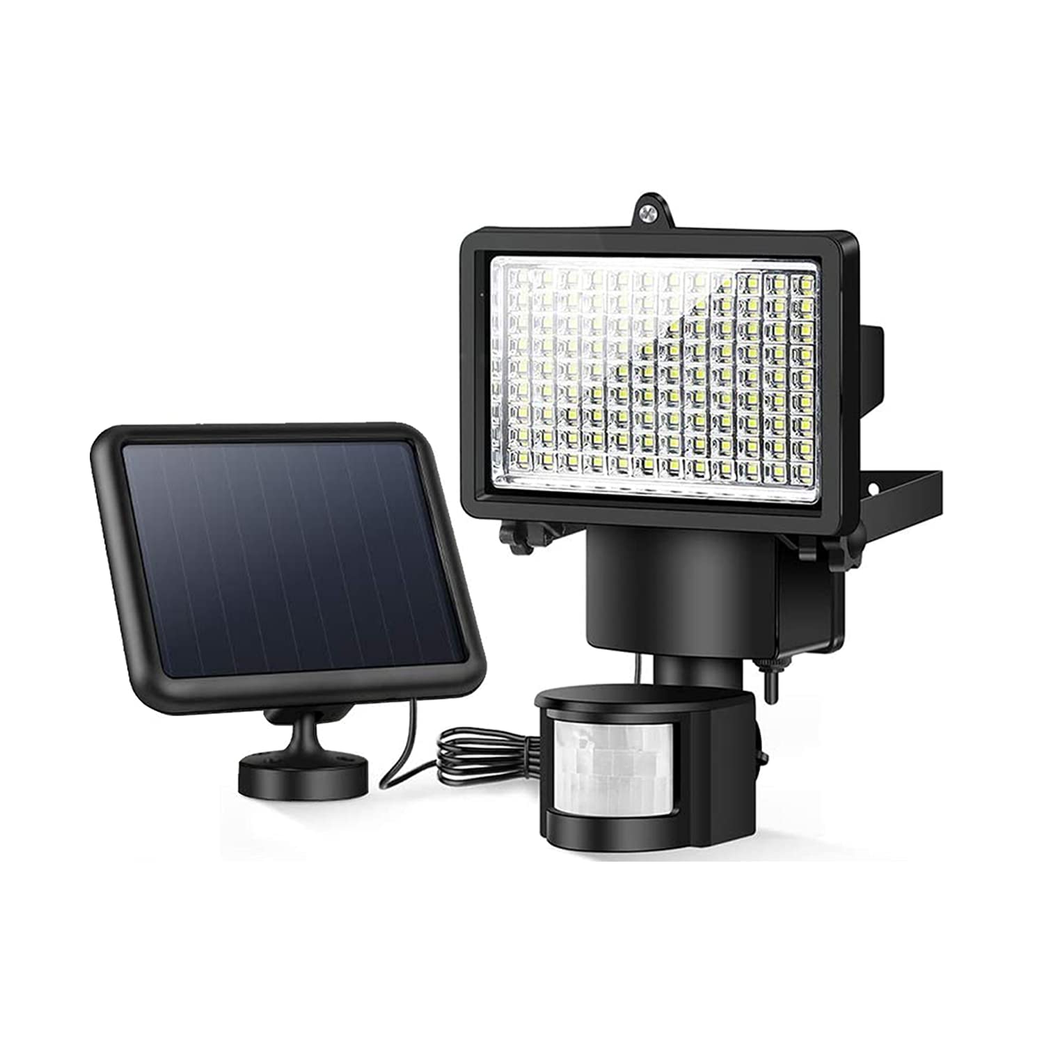 YIDENG_POWER Split Type Solar Powered Motion Sensor Lights 100 LED 120 Degree Wide Angle 3 Working Mode Waterproof Solar Security Lights for Indoor/Outdoor Outside Wall, Patio, Driveway