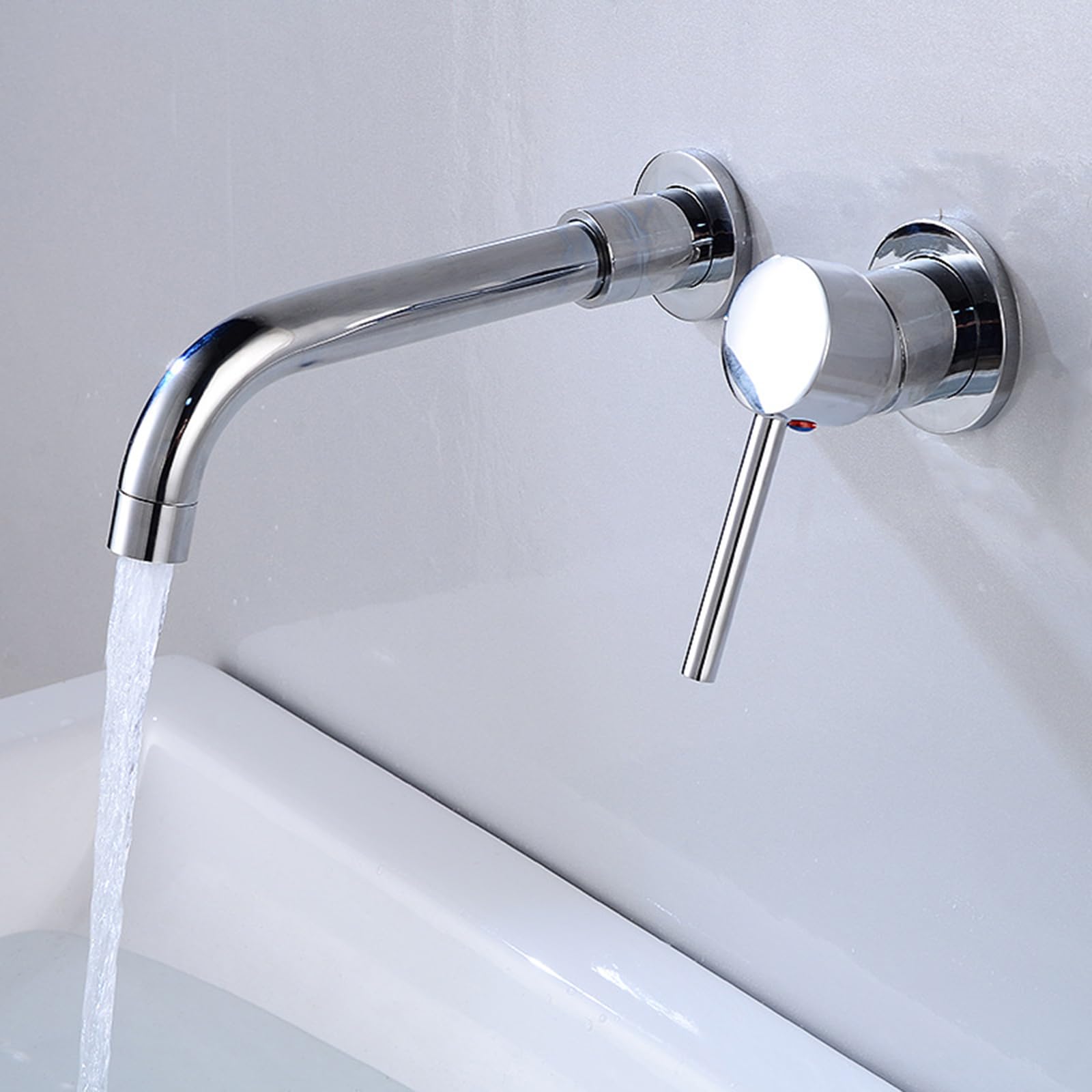 XJTNLB Grifo de Pared Lavabo Laton Griferia Baño Rotación de 360° Grifo Baño Grifería Lavabo Asa Única,Cromo,Un Carácter Manija