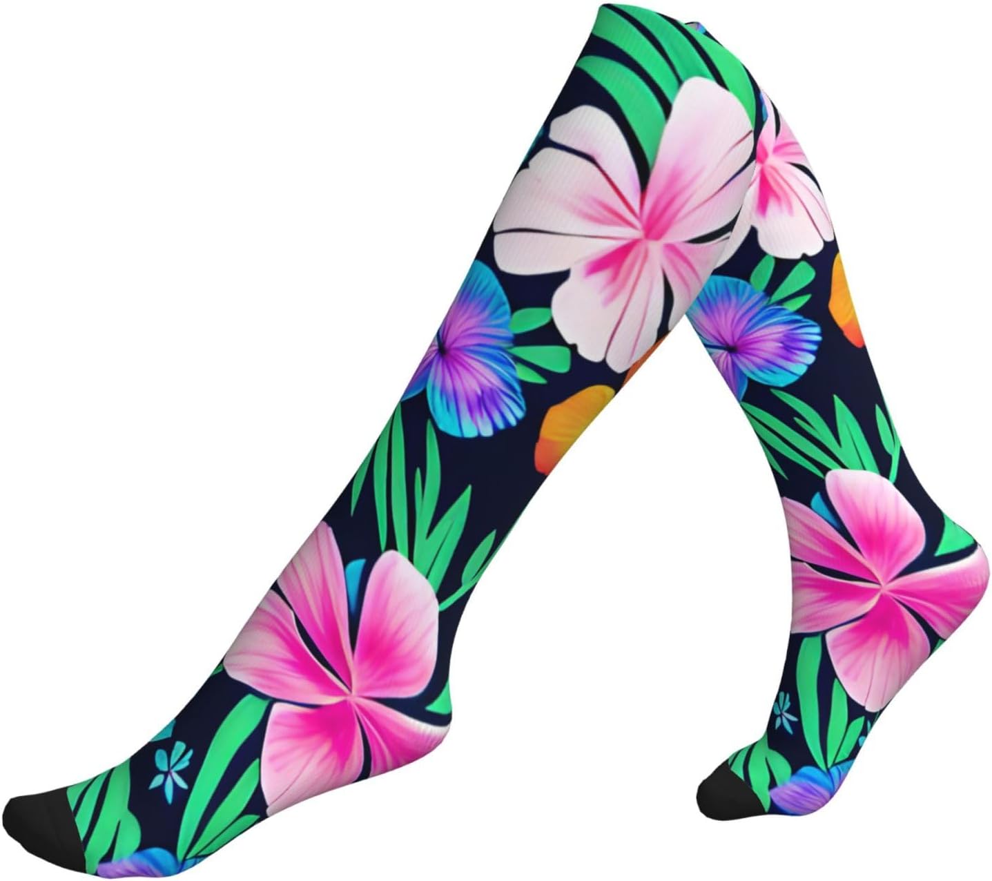 Colorful flowers Unisex compression socks that promote blood circulation and are suitable for running, traveling, sports, and other activities.