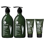 Luseta Tea Tree Shampoo and Conditioner Set - Full and Travel Size for Oily Hair, Clarifying Dandruff with Argan Oil Repair (2x16.9 fl oz + 2x1.01 fl oz)