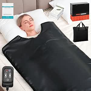 Infrared Sauna Blanket for Home: Premium PU Leather Portable Sauna Blanket Far Infrared Heating Blanket for Full Body Detox & Relaxation – Adjustable 95-167℉ & 20-60 Min Timer 71 x 31.5Inch