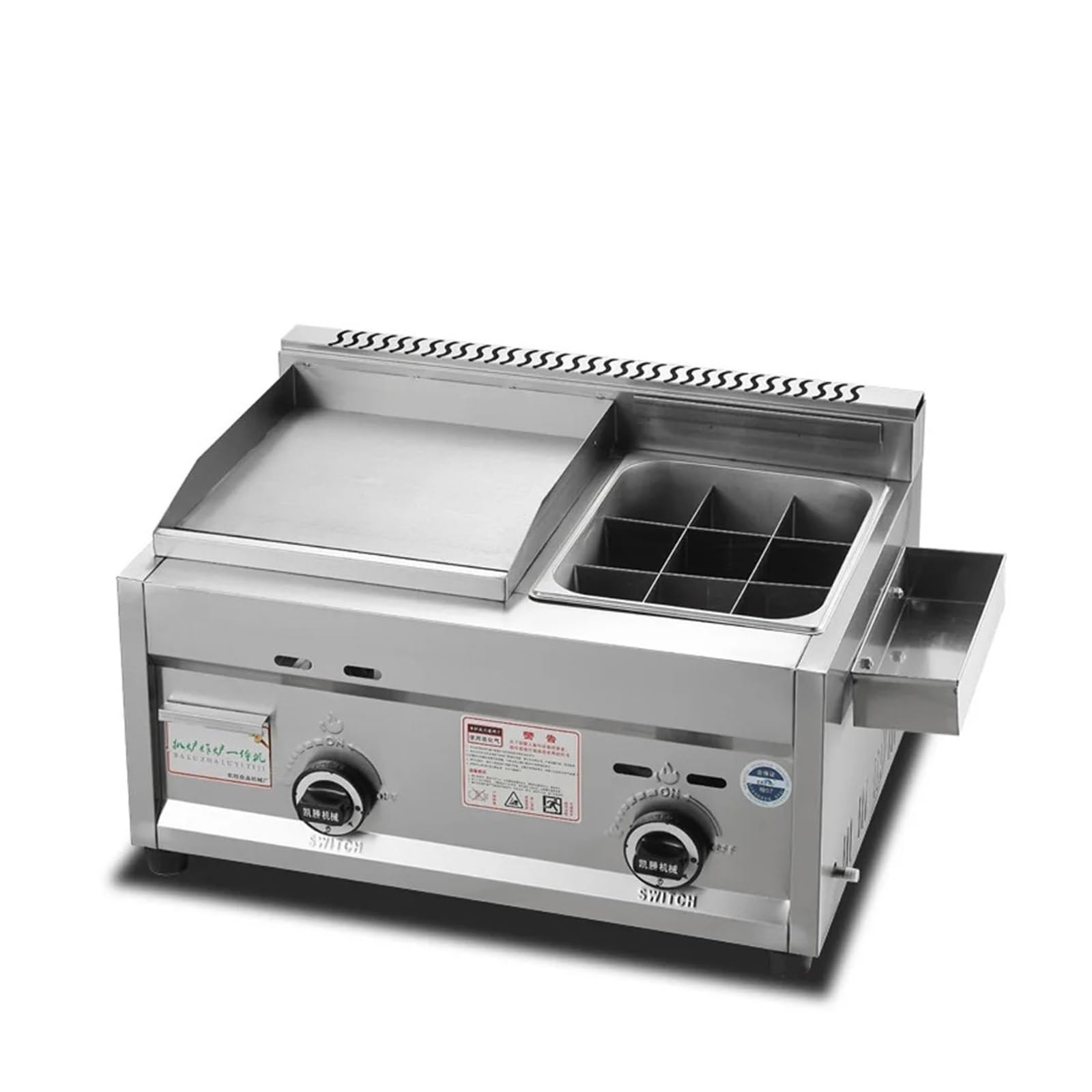 Grill Gazowy Frytkownica Teppanyaki Combo Do Kuchni Komercyjnej Szybkie Nagrzewanie