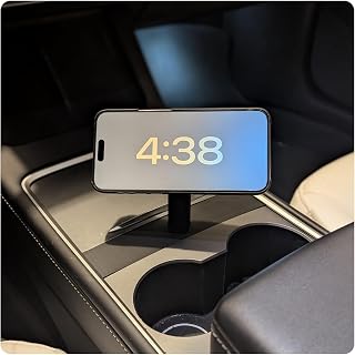 Wireless Charging Phone Mount Compatible Tesla Model 3 (pre-2024) & Model Y (pre-2025) Vehicles, Compatible with MagSafe iPhones and Android Devices, Center Console Docking Station