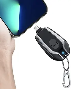 EMNT Keychain Portable Charger for USB C, 2000mAh Mini Power Emergency Pod,Small Andriod Cell Phone Charger,Type C Power Bank Battery Pack for iPhone15,15 Plus,15 pro max,Charger for Samsung More