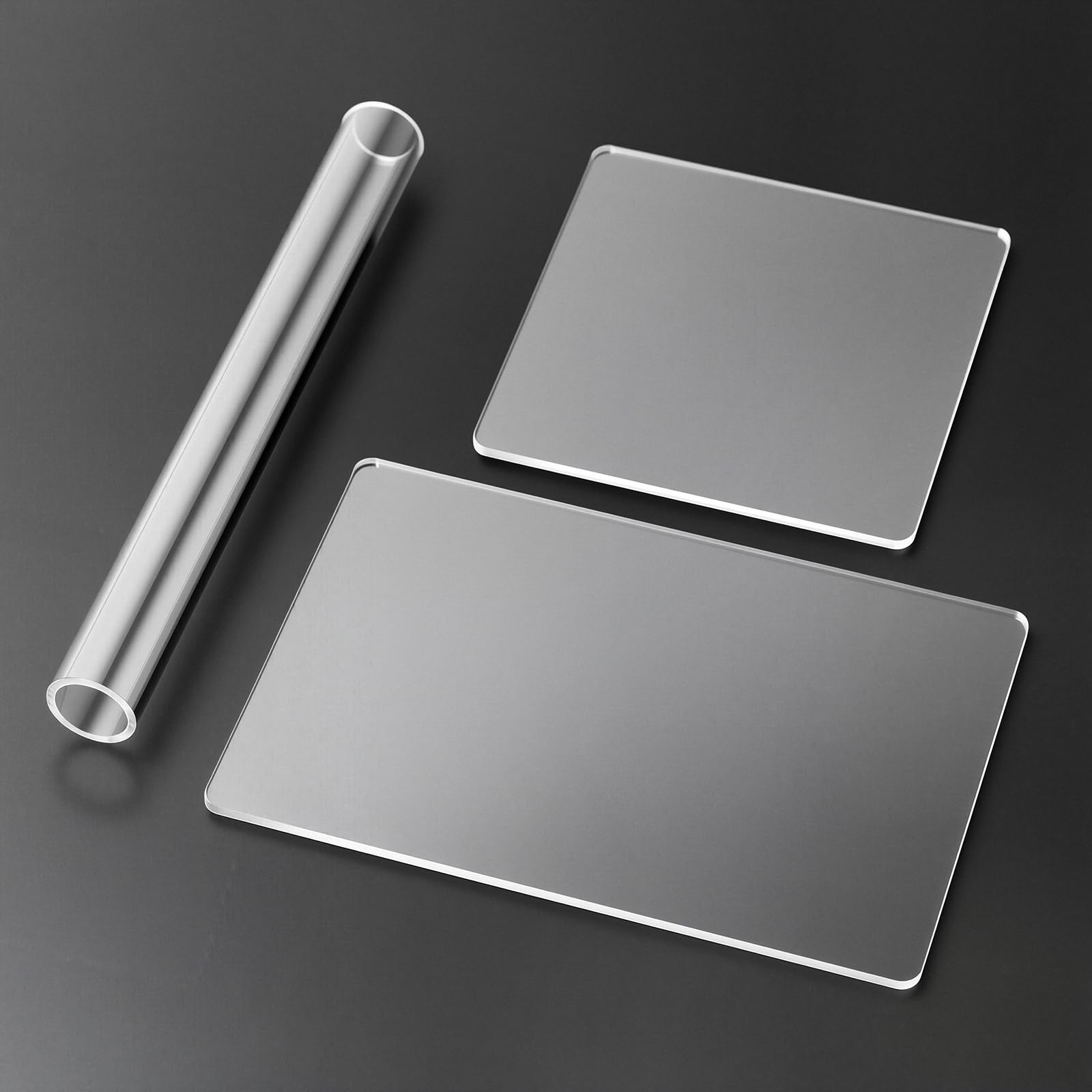 3PCS Clay Roller and Acrylic Sheet, Acrylic Sheet Rectangle Shape Roller for Polymer Clay, Polymer Clay Cutter Tools/Board Round Tube Rollers Rolling Clay Bar Sheets for Earing Making, Jewelry