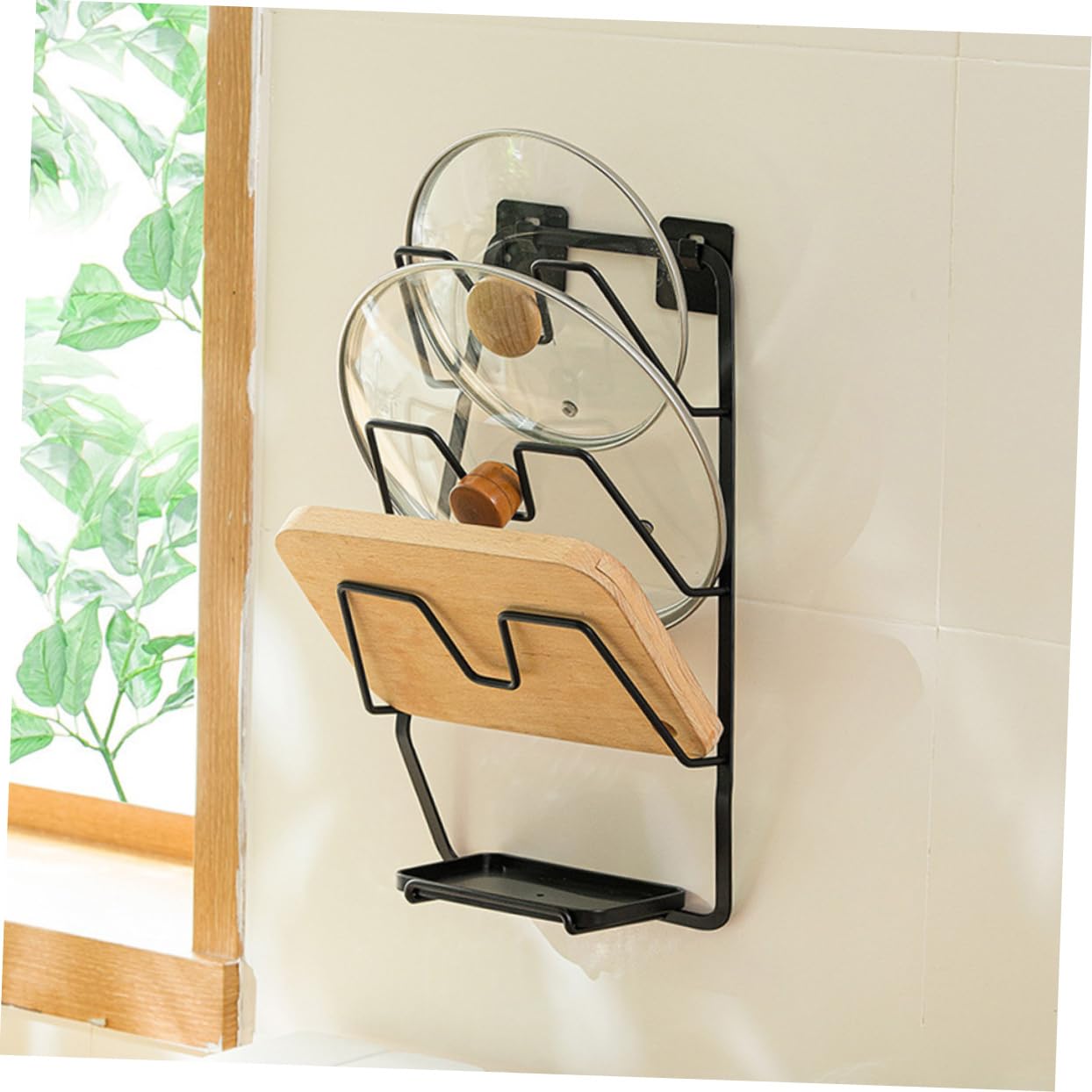 MAGICLULU Support Noir Planche Casseroles de Mural Couvercles pour Cuisine