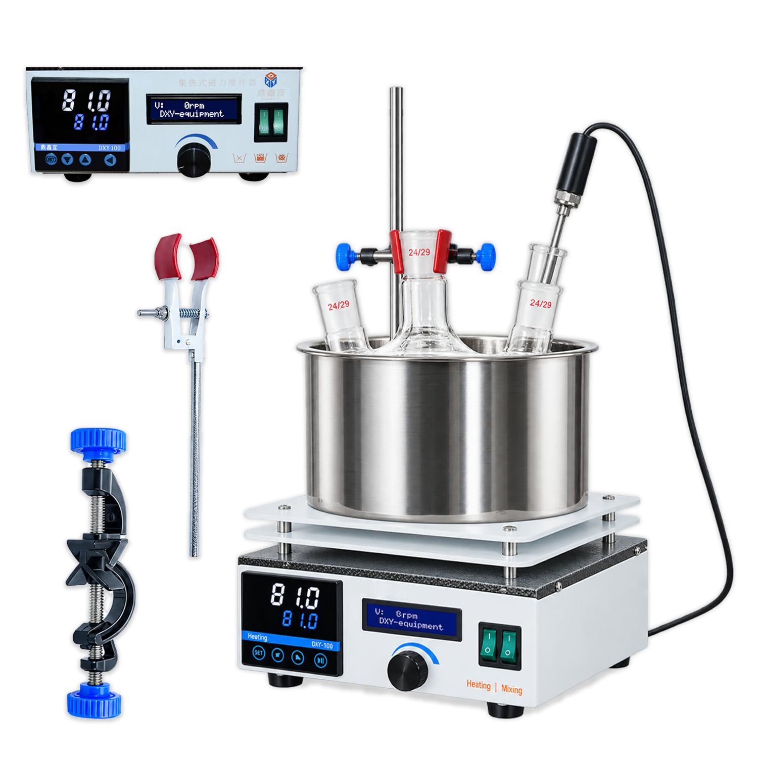 Riscaldatore da Laboratorio a Bagno d'Acqua/Olio, agitatore Magnetico Digitale con Controllo PID della Temperatura e Funzione di miscelazione a Riscaldamento costante 5L