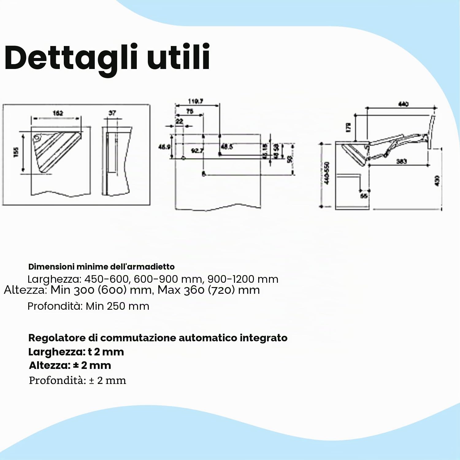 EVOTRADE Meccanismo Apertura Ante Mobile Pensile a Libro - Freestop e Chiusura Ammortizzata - Braccetto Apertura doppia Anta pensili Cucina (Per Modulo 600-900 MM)