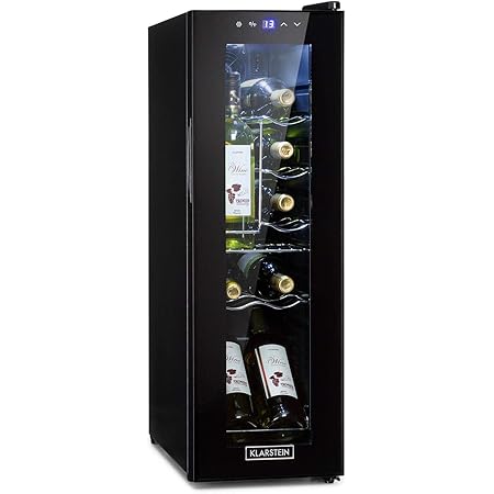 Klarstein Vinovilla 7 Black Edition Wine Fridge With 16 Litre Volume And Energy Efficiency Class A Drinks Fridge 7 Bottles 7 18 Degrees Led Interior Lighting Touch Operation Black Amazon De Home Kitchen