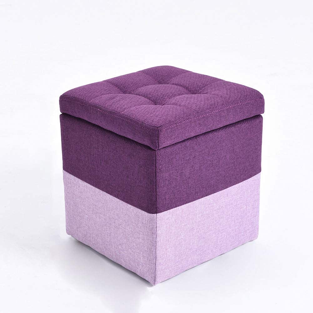 Pouf Ottoman Carré en Tissu Lavable Grande Capacité de Rangement Moderne A