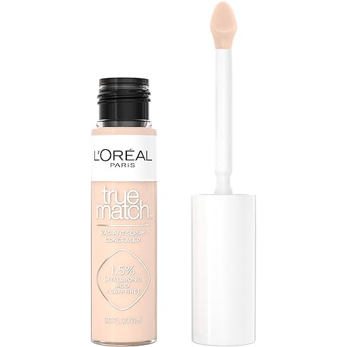 L'Oréal Paris True Match - Corrector de suero radiante, corrector iluminador debajo de los ojos con 1.5% de ácido hialurónico y cafeína, N2, 0.33
